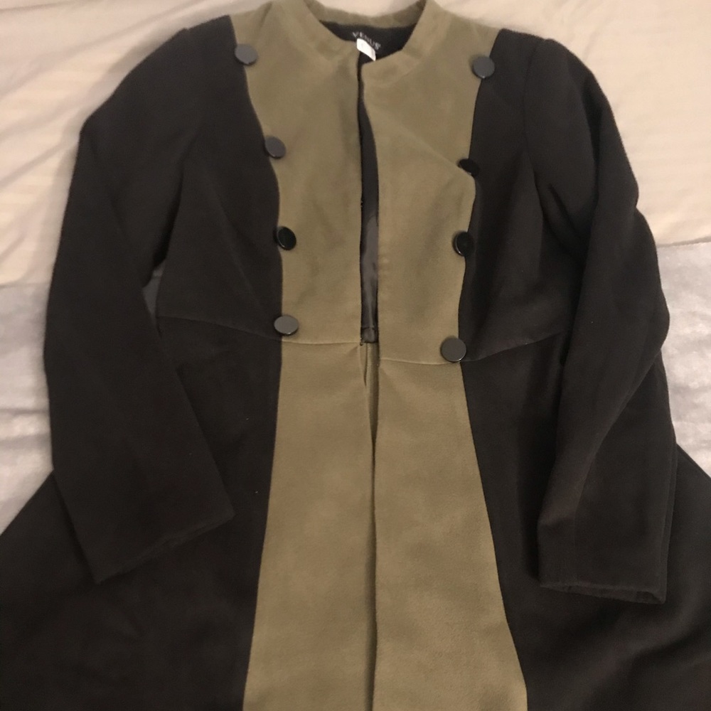 Black and green pea coat